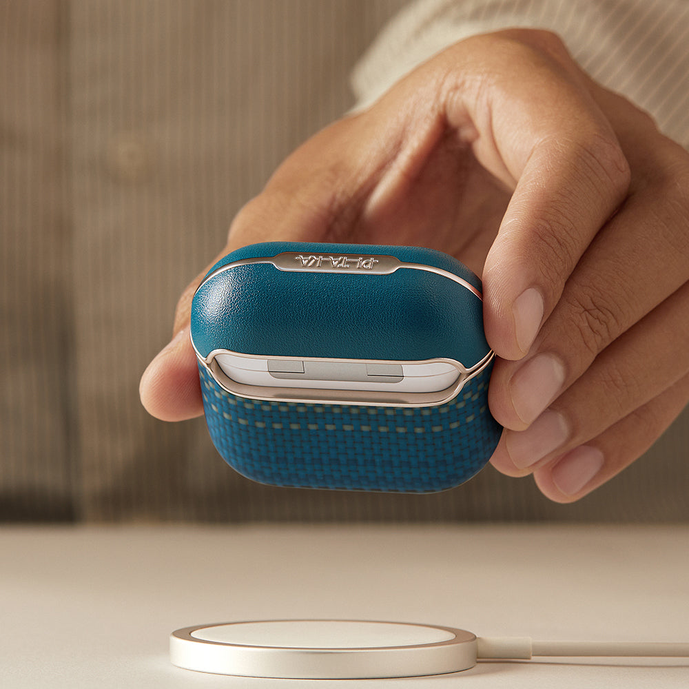 Apple Airpods Pro 2 Kılıf Aramid Fiber Pitaka Tactile Woven Sunset-Moonrise Serisi Sunset Kapak Kahverengi