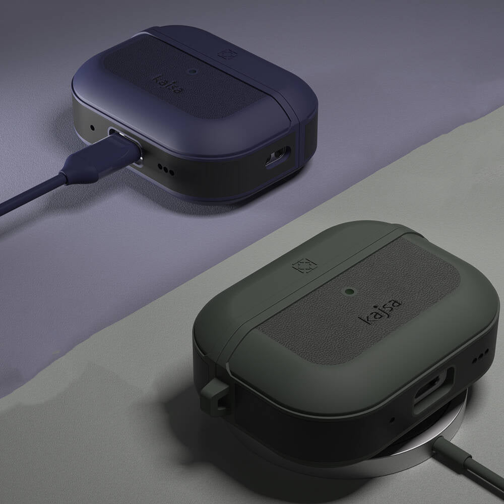 Apple Airpods Pro 2 Kılıf Kajsa Luxe Collection Kablosuz Şarj Uyumlu Kılıf Lacivert