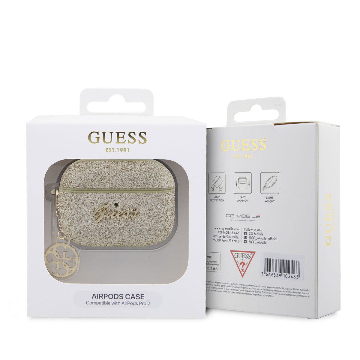 Apple Airpods Pro Kılıf GUESS Glitter 4G Charm Kapak Siyah