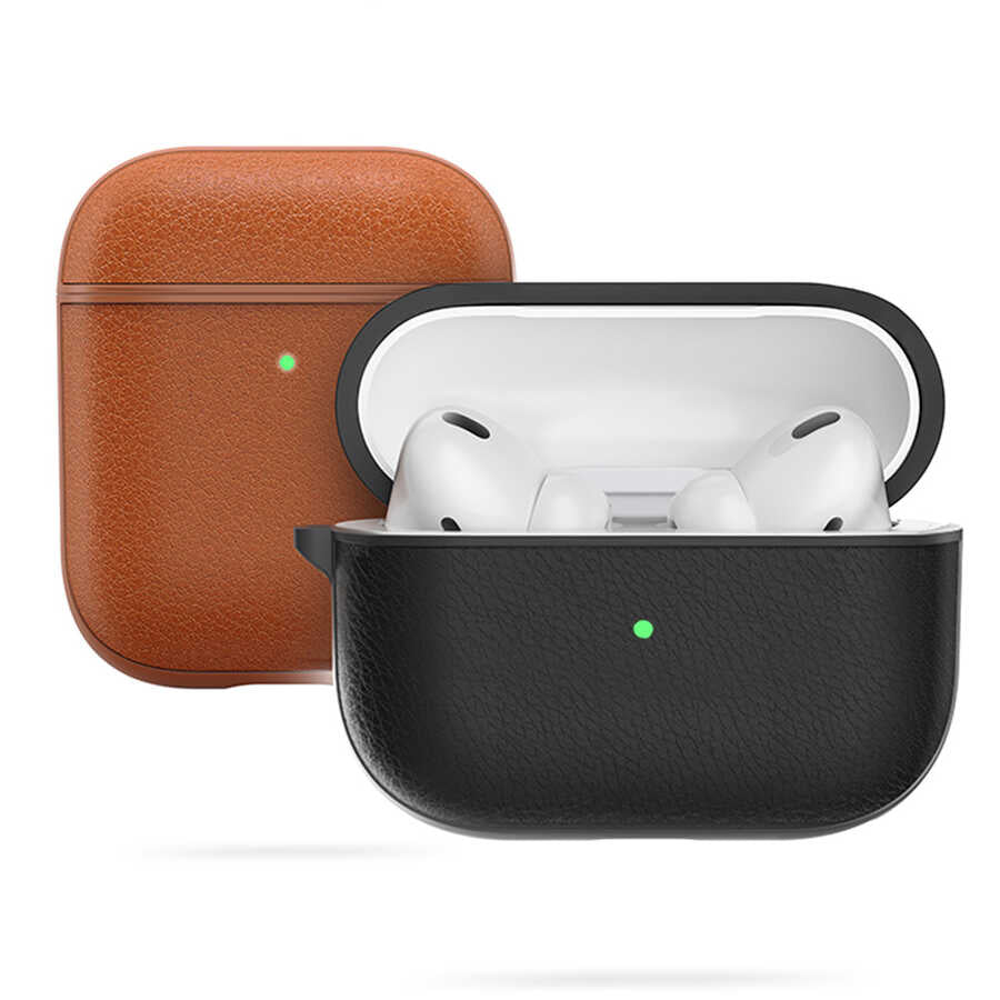 Apple Airpods Pro Kılıf Wiwu Calfskin Kılıf Kahverengi