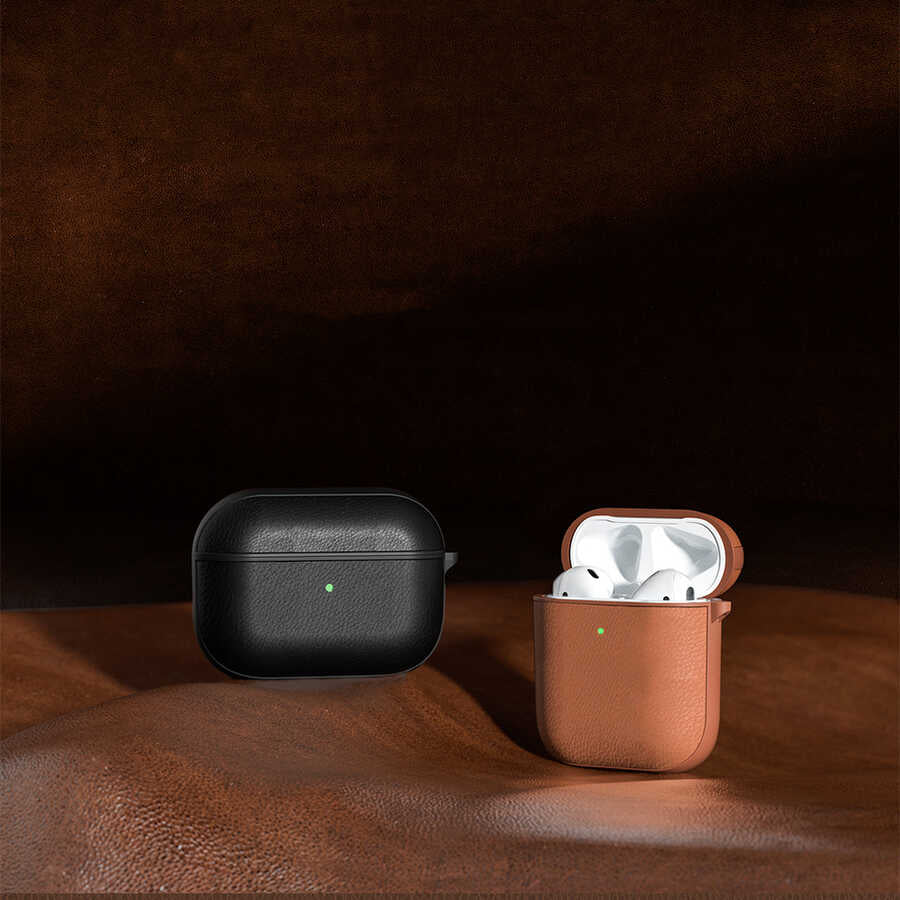 Apple Airpods Pro Kılıf Wiwu Calfskin Kılıf Kahverengi