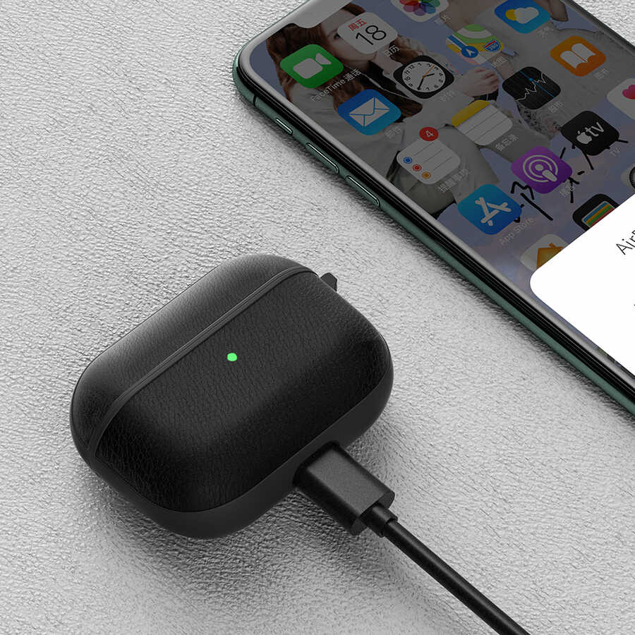 Apple Airpods Pro Kılıf Wiwu Calfskin Kılıf Lacivert