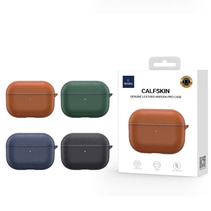 Apple Airpods Pro Kılıf Wiwu Calfskin Kılıf Kahverengi
