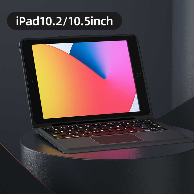 Apple iPad 10.2 2021 (9.Nesil) Benks Multifunctional Kablosuz Klavyeli Kılıf Siyah