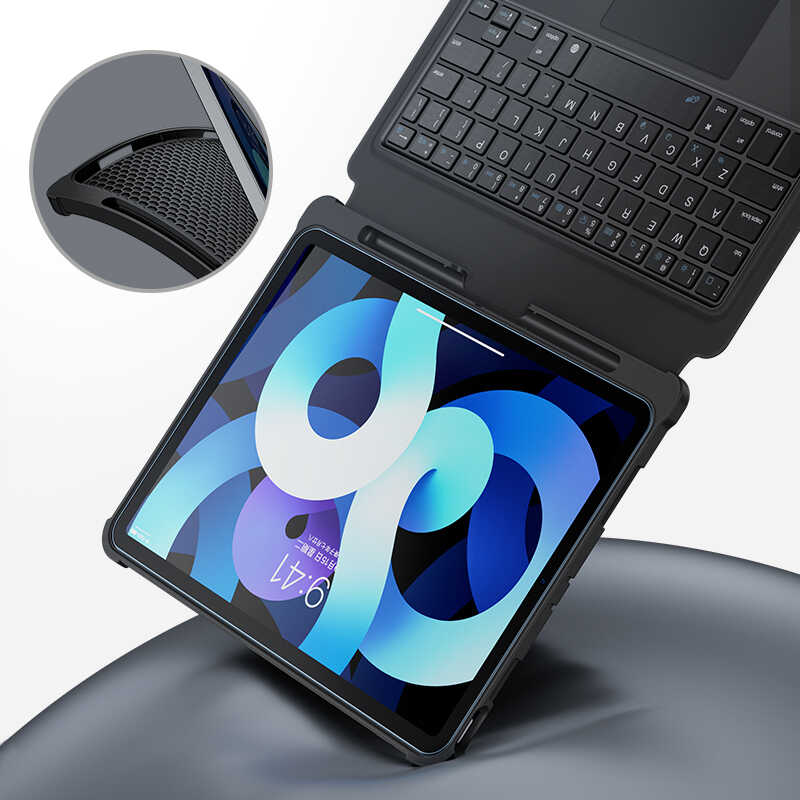 Apple iPad 10.2 2021 (9.Nesil) Benks Multifunctional Kablosuz Klavyeli Kılıf Siyah