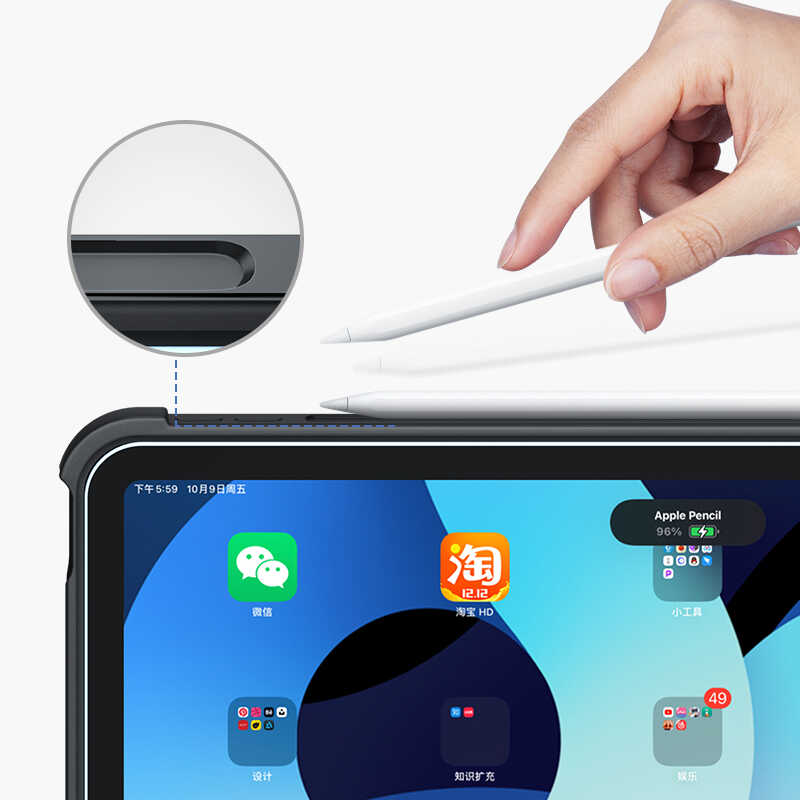 Apple iPad 10.2 2021 (9.Nesil) Benks Multifunctional Kablosuz Klavyeli Kılıf Siyah