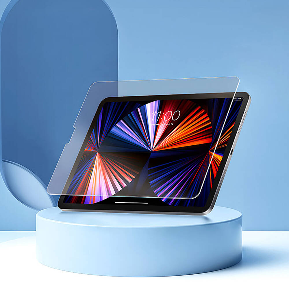 Apple iPad 10.2 2021 (9.Nesil) Wiwu Wi-GQ002 iVista 5 Katmanlı Temperli Cam Ekran Koruyucu + Kolay Uygulama Aparatı Renksiz