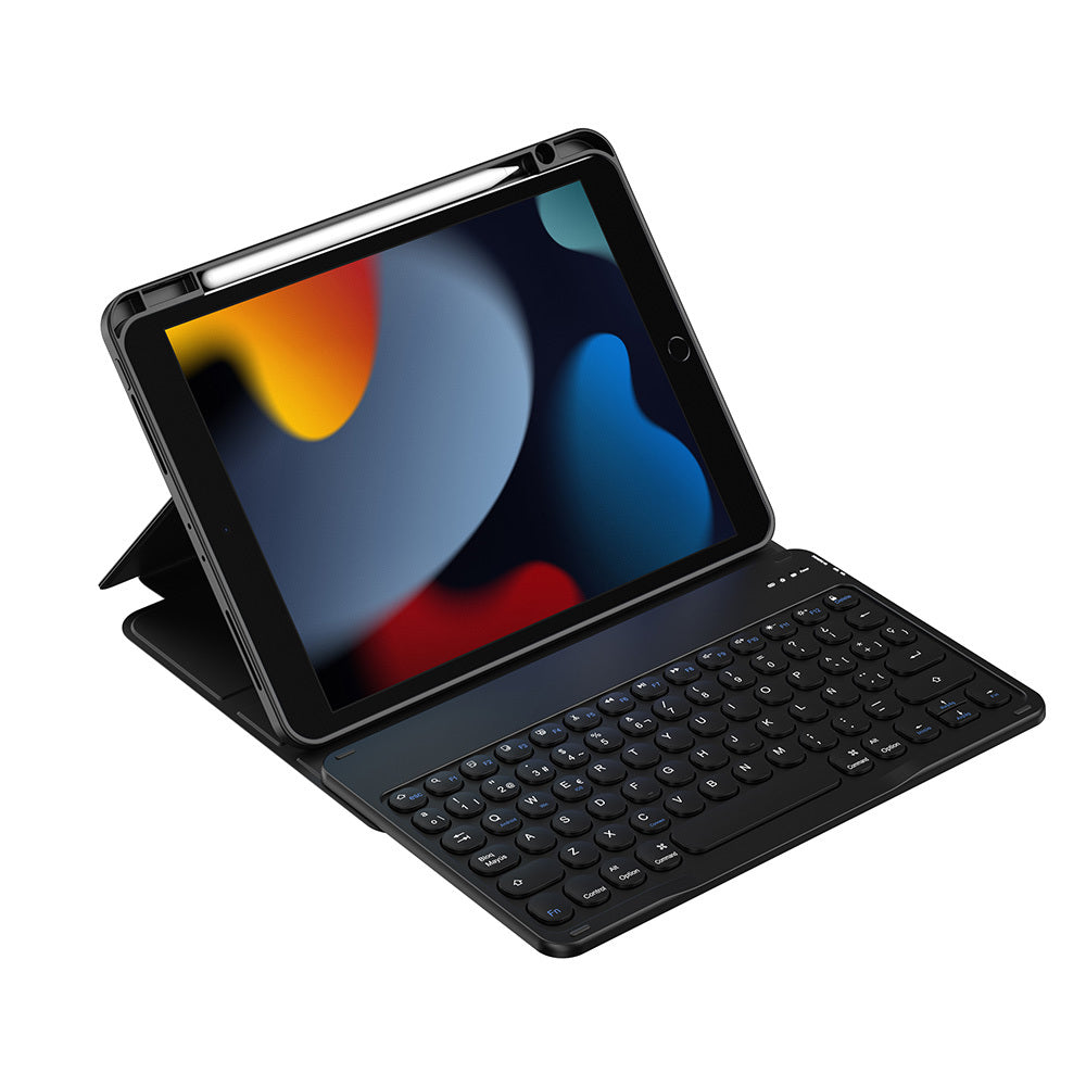 Apple iPad 10.2 (8.Nesil) Wiwu Protective Gizli Kalem Bölmeli Klavyeli Kılıf Mavi