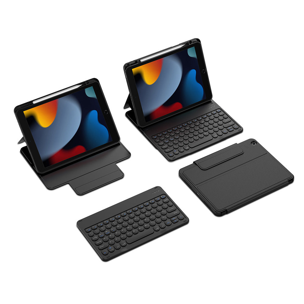 Apple iPad 10.2 (8.Nesil) Wiwu Protective Gizli Kalem Bölmeli Klavyeli Kılıf Mavi
