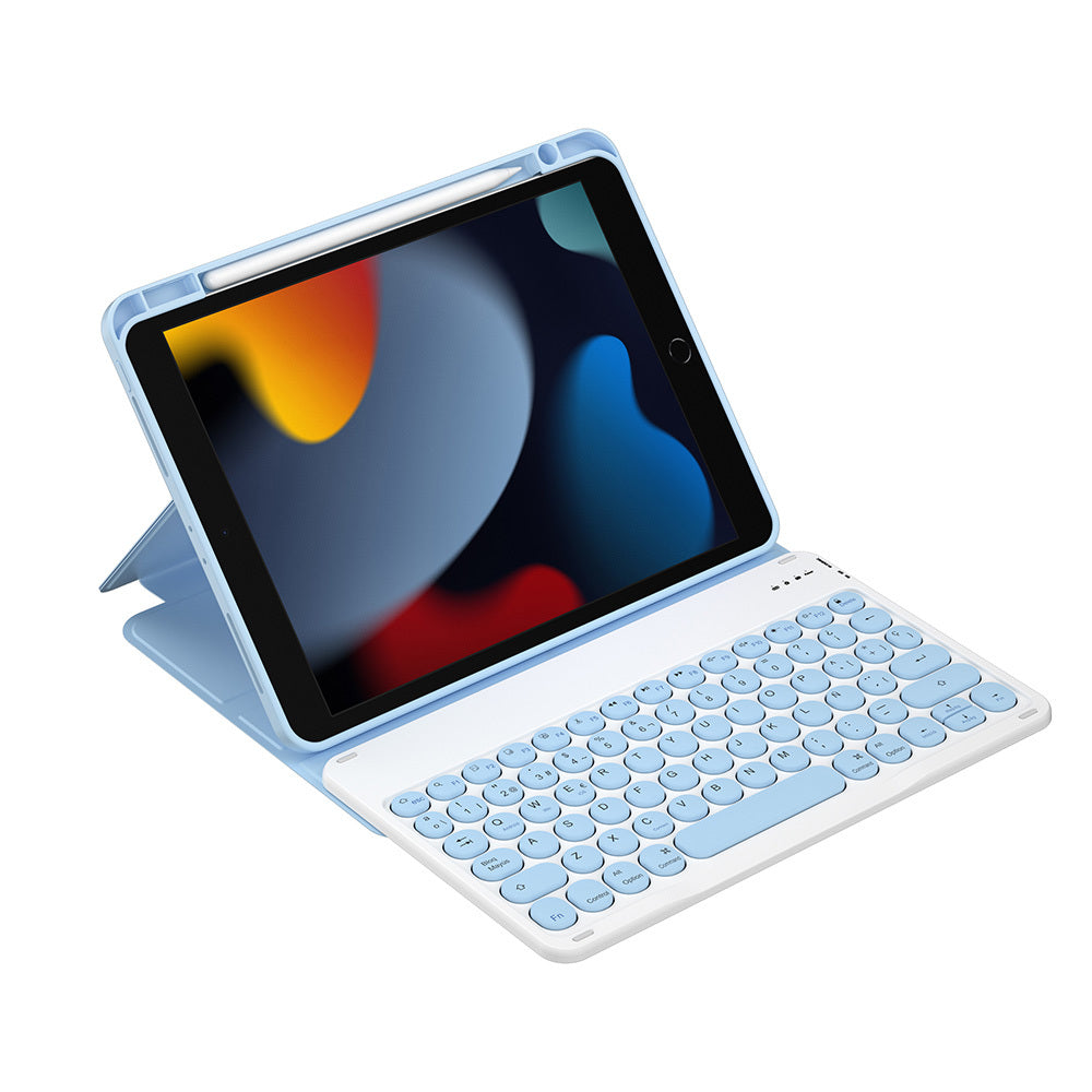 Apple iPad 10.2 (8.Nesil) Wiwu Protective Gizli Kalem Bölmeli Klavyeli Kılıf Pembe