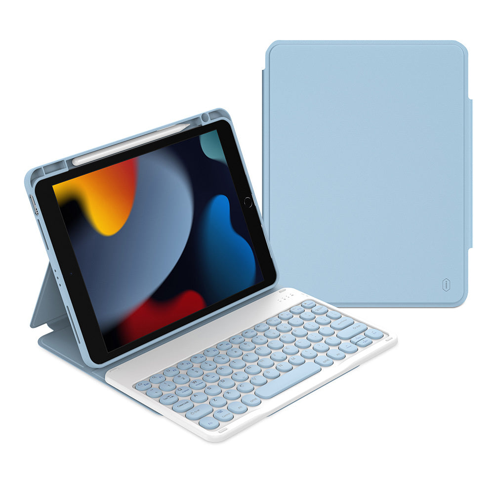 Apple iPad 10.2 (8.Nesil) Wiwu Protective Gizli Kalem Bölmeli Klavyeli Kılıf Pembe