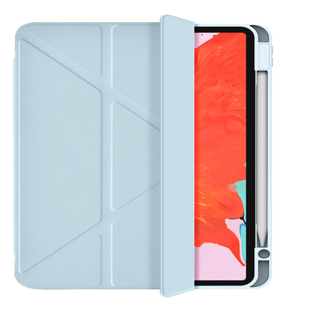 Apple iPad 10.9 2022 (10.Nesil) Wiwu 360° Dönebilen Standlı Magnetik Koruyucu Tablet Kılıfı Mavi Açık