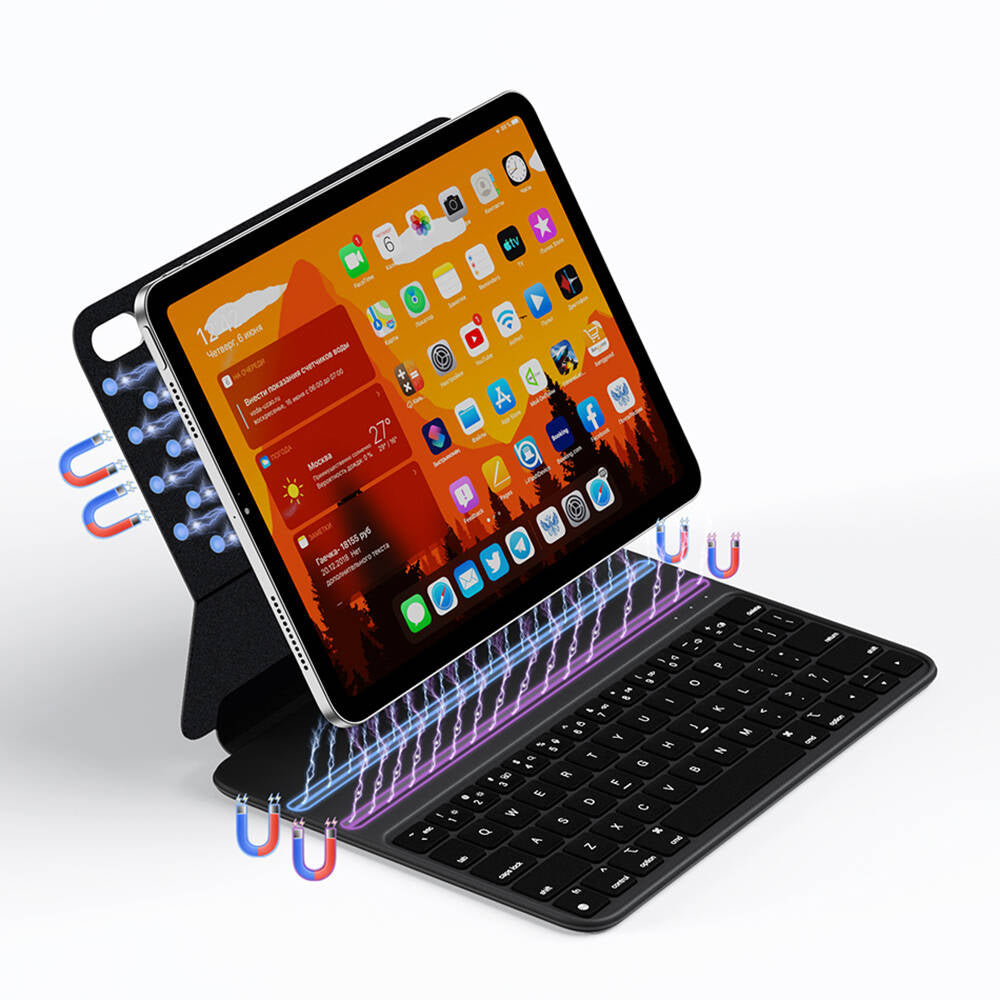 Apple iPad 11.Nesil 2025 Wiwu F15 Klavyeli Standlı Magnetik Kılıf Siyah