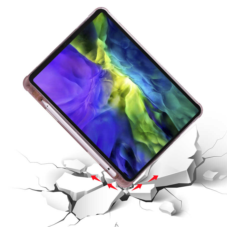 Apple iPad Air 10.9 2022 (5.Nesil) Kılıf Zore Tri Folding Kalem Bölmeli Standlı Kılıf Mavi
