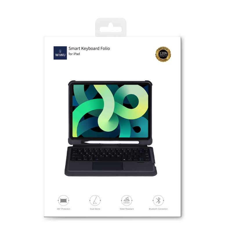 Apple iPad Air 11 2024 Wiwu Keyboard Folio Kablosuz Klavyeli Kılıf Siyah