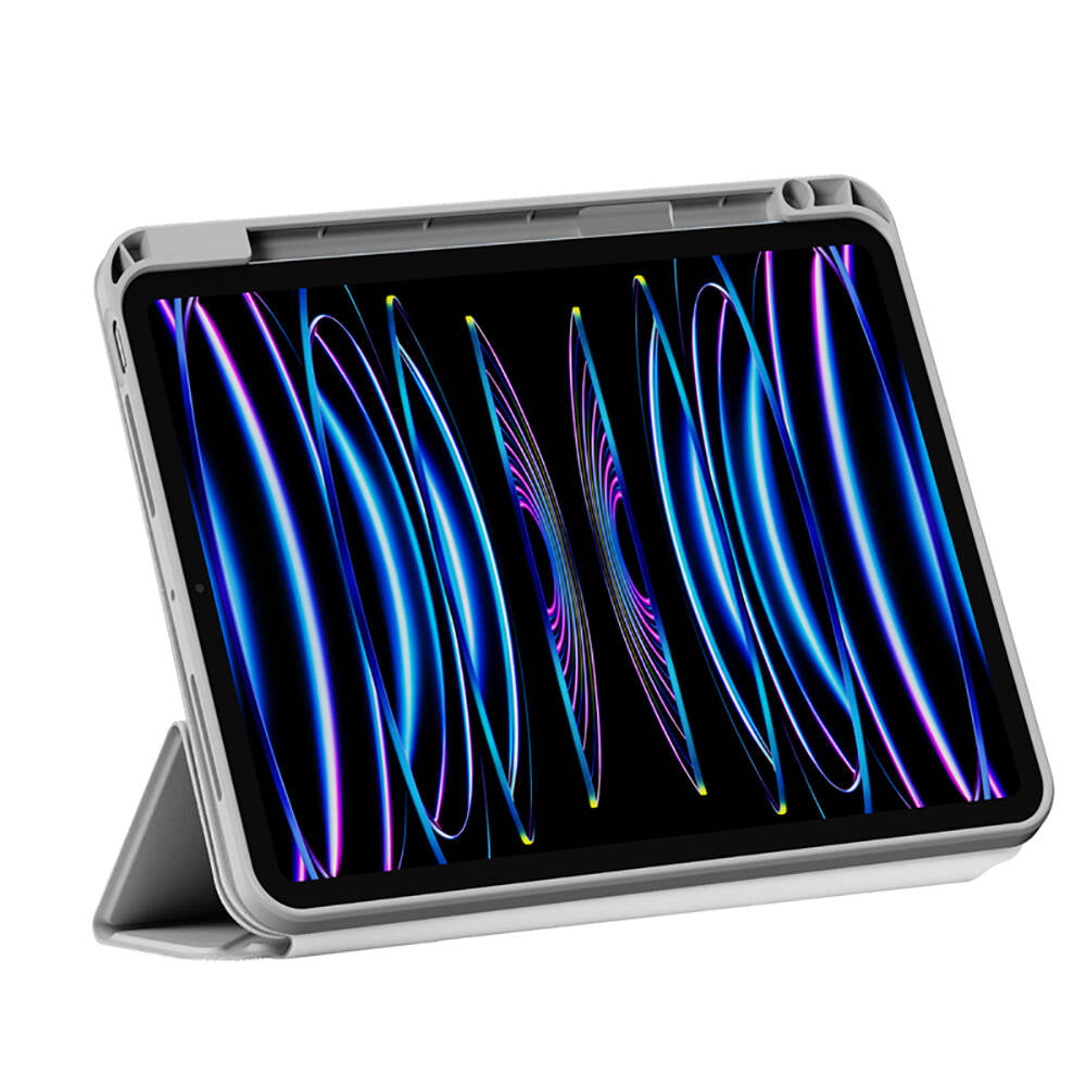 Apple iPad Air 13 2024 Wiwu 360° Dönebilen Standlı Magnetik Koruyucu Tablet Kılıfı Gri