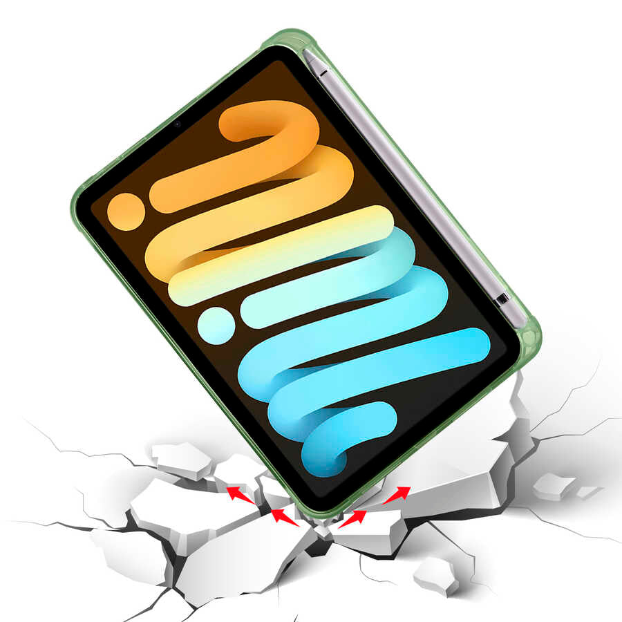 Apple iPad Mini 2021 (6.Nesil) Kılıf Zore Tri Folding Kalem Bölmeli Standlı Kılıf Koyu Yeşil