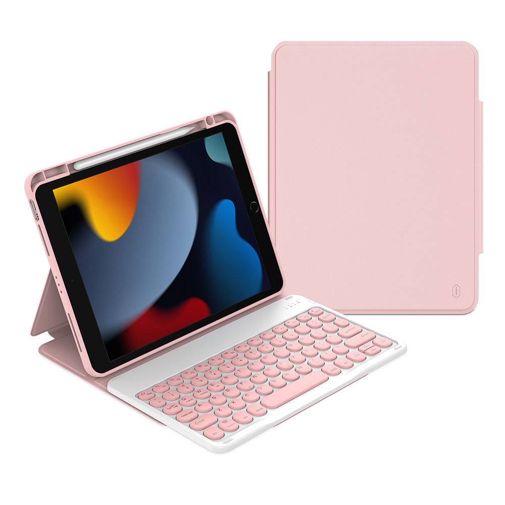 Apple iPad Pro 10.5 (7.Nesil) Wiwu Protective Gizli Kalem Bölmeli Klavyeli Kılıf Pembe