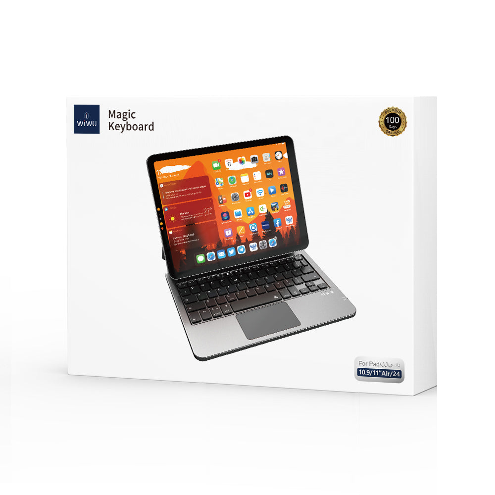 Apple iPad Pro 11 2021 (3.Nesil) Wiwu MK-003 Gizli Kalem Bölmeli Klavyeli Standlı Kılıf Siyah