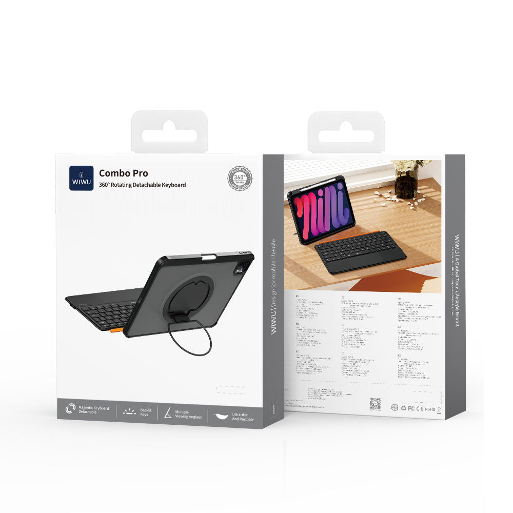 Apple iPad Pro 11 2025 M5 MK-007 Combo Pro Kalem Bölmeli Klavyeli Standlı Kılıf Siyah