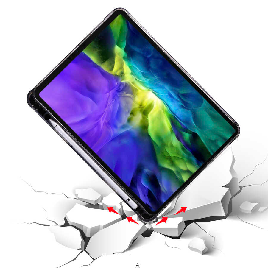 Apple iPad Pro 12.9 2022 M2 Kılıf Zore Tri Folding Kalem Bölmeli Standlı Kılıf Koyu Yeşil