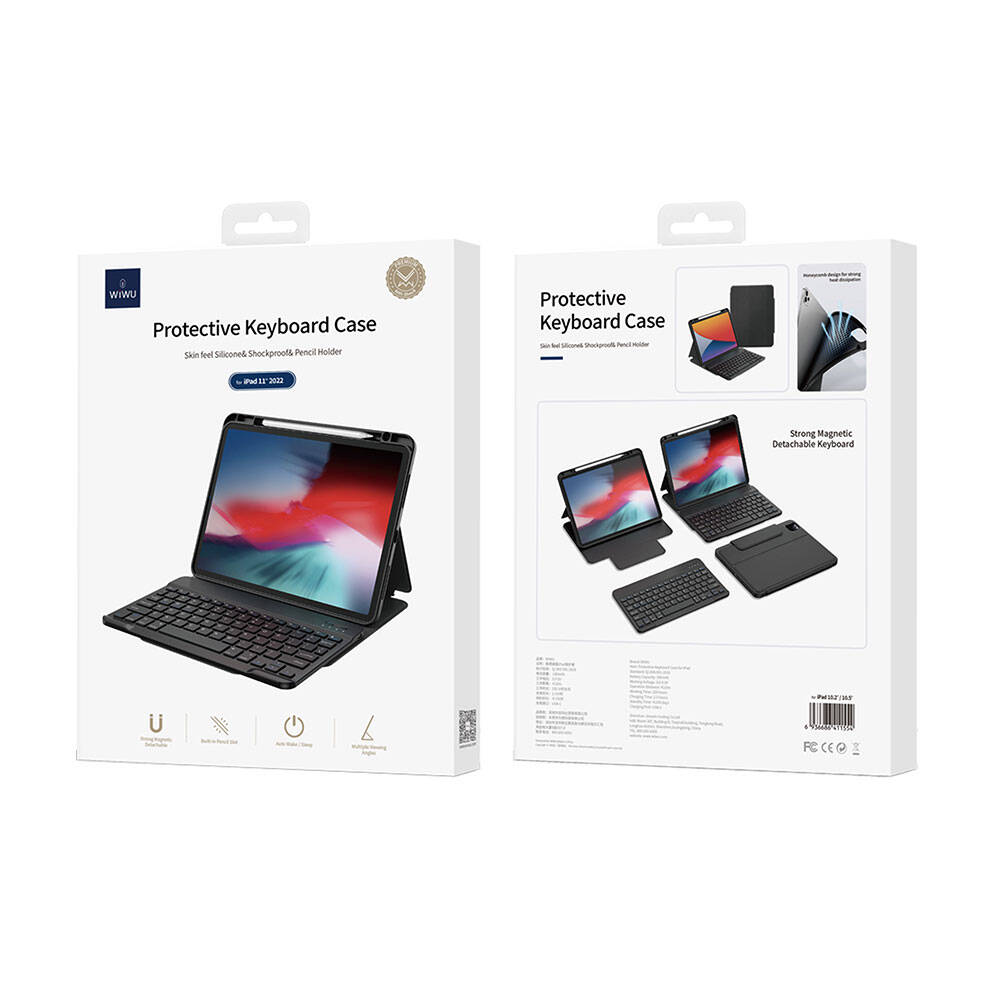 Apple iPad Pro 13 2024 Wiwu Protective Gizli Kalem Bölmeli Klavyeli Kılıf Siyah