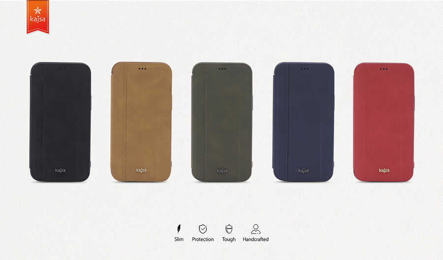 Apple iPhone 12 Pro Kılıf Kajsa Dale Serisi Parallel PU Folio Kapaklı Kılıf Yeşil