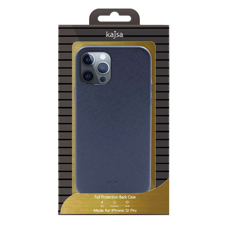 Apple iPhone 12 Pro Max Kılıf Kajsa Woven Kapak Mavi