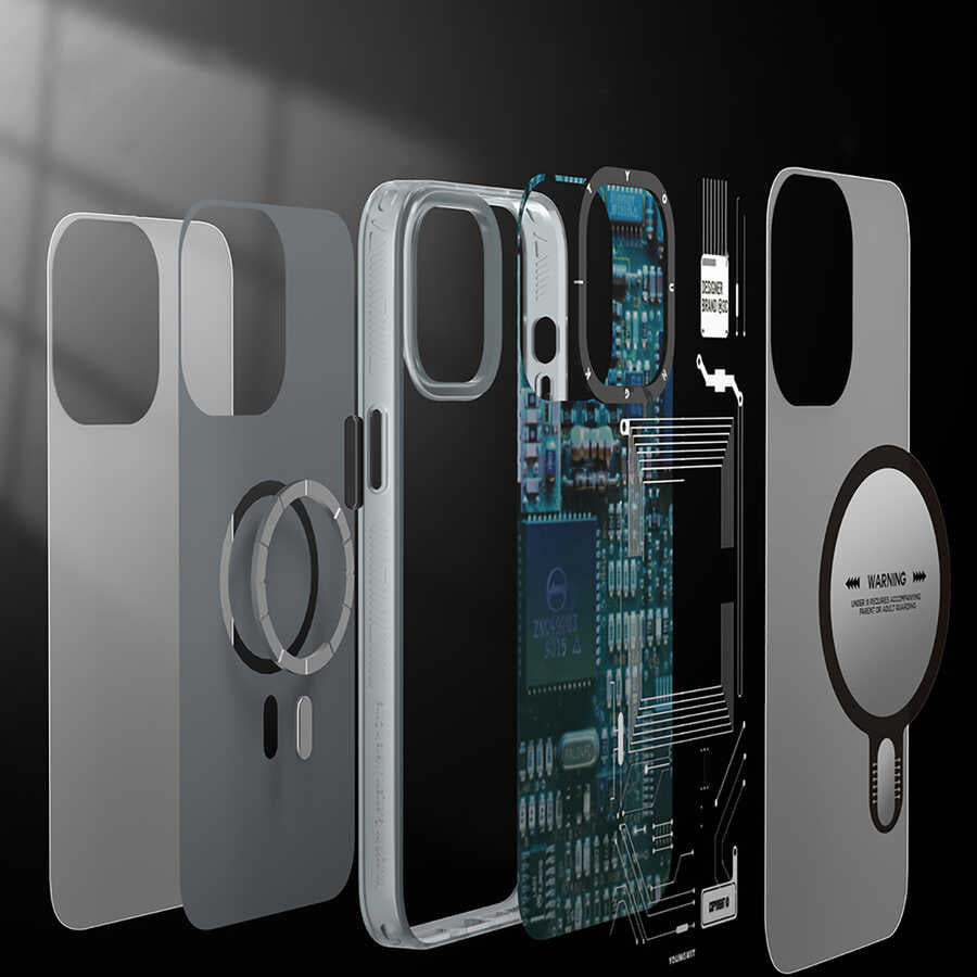 Apple iPhone 13 Kılıf Magsafe Şarj Özellikli YoungKit Technology Serisi Kapak Siyah