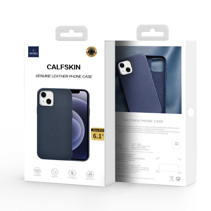 Apple iPhone 13 Kılıf Wiwu Calfskin Kapak Siyah