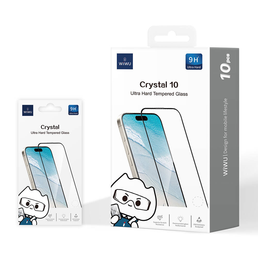 Apple iPhone 13 Pro Max Wiwu GT-008 Polimer Oleofobik Kaplama Şeffaf Pürüzsüz Temperli Cam Ekran Koruyucu 10'lu Paket Siyah