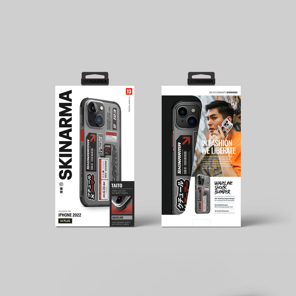 Apple iPhone 14 Plus Kılıf SkinArma Şeffaf Desenli Airbag Tasarımlı Taito Kapak Füme