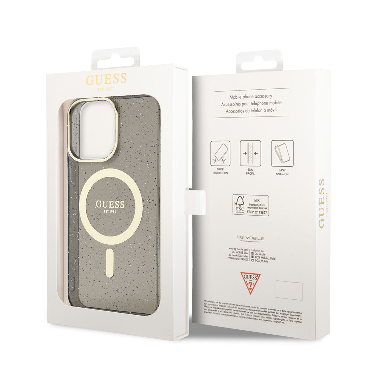 Apple iPhone 14 Pro Kılıf GUESS Magsafe Şarj Özellikli Glitter Kapak Siyah