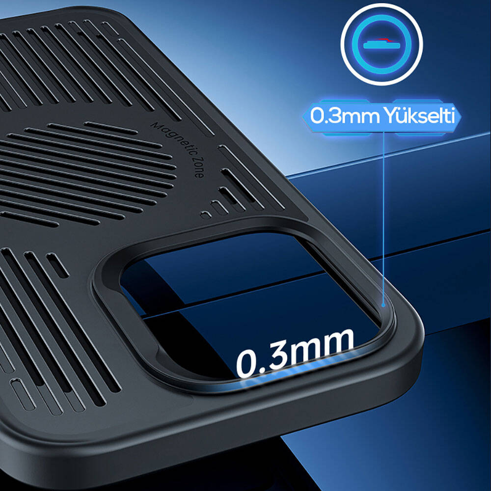 Apple iPhone 14 Pro Kılıf Magsafe Şarj Özellikli Düşme Dirençli Soğutucu Benks Biliz Kapak Siyah