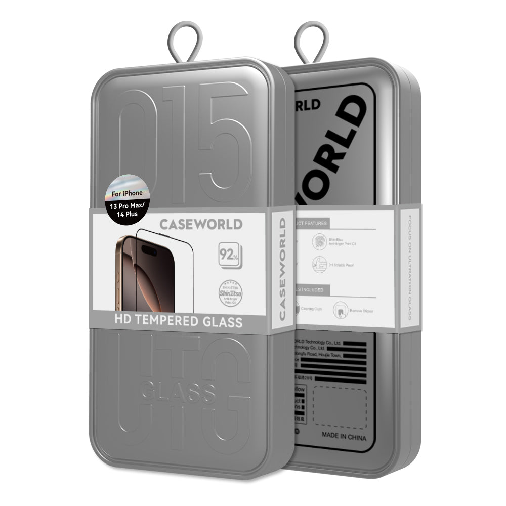 Apple iPhone 14 Pro Max CaseWorld 0.25mm HD 3D Temperli Cam Ekran Koruyucu + Uygulama Aparatlı Şeffaf