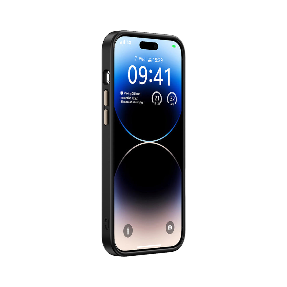 Apple iPhone 14 Pro Max Kılıf M-safe Şarj Özellikli Karbon Fiber Görünümlü Zore Antina Kapak Siyah-Gri