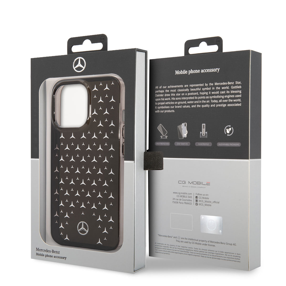 Apple iPhone 14 Pro Max Kılıf Mercedes Benz Transparan Yıldızlı Dizayn Kapak Mavi