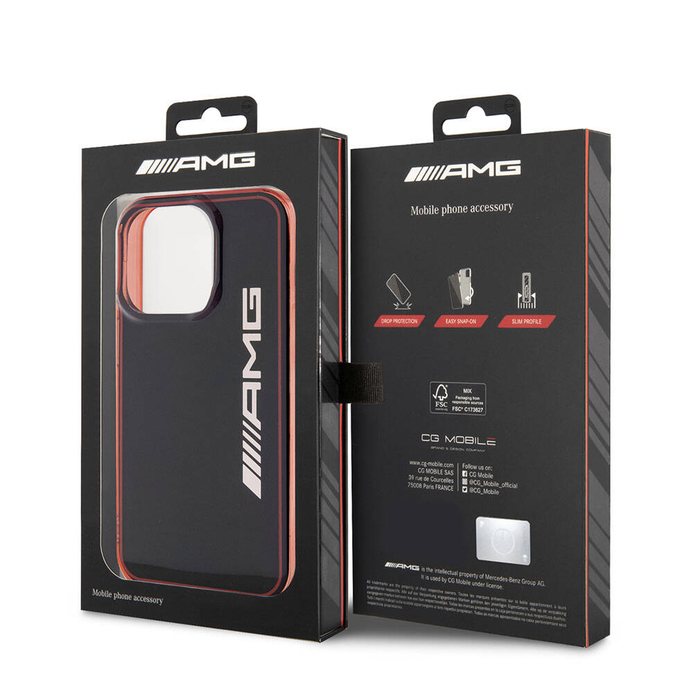 Apple iPhone 15 Pro Kılıf AMG Orjinal Lisanslı Çift Katmanlı Şeffaf Büyük Logo Kapak Siyah