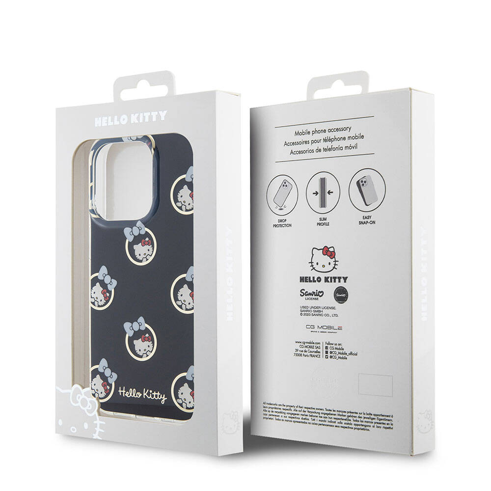 Apple iPhone 15 Pro Kılıf Hello Kitty Orjinal Lisanslı Elektroplating Kaplama Kabarcık Baskılı Kapak Beyaz