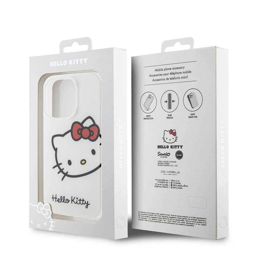 Apple iPhone 15 Pro Kılıf Hello Kitty Orjinal Lisanslı Yazı ve İkonik Logolu Kitty Head Kapak Pembe