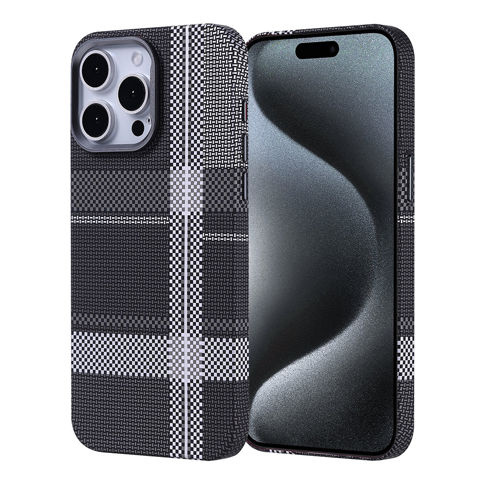 Apple iPhone 15 Pro Kılıf M-safe Şarj Özellikli Karbon Fiber Görünümlü Zore Nekst Kapak Siyah