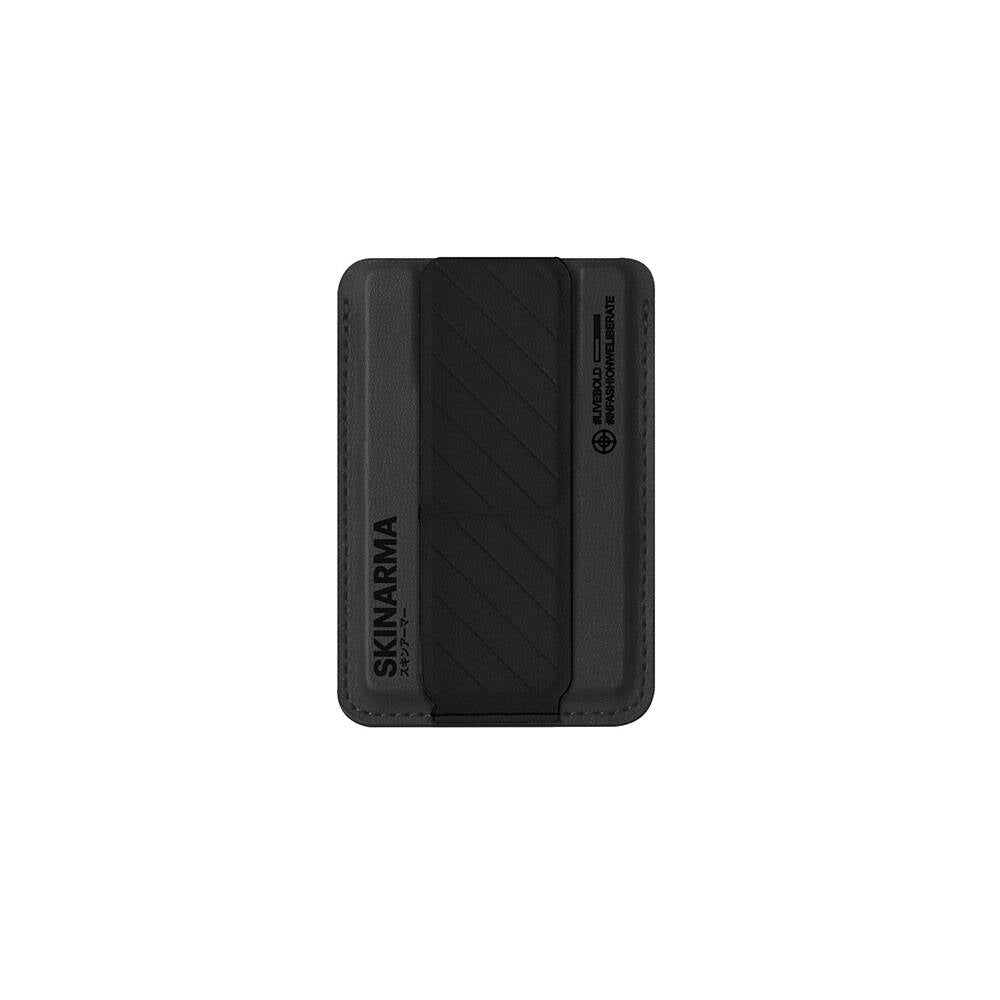 Apple iPhone 15 Pro Max Kılıf SkinArma Şeffaf Magsafe Şarj Özellikli Kado Kartlıklı Saido Kapak Siyah