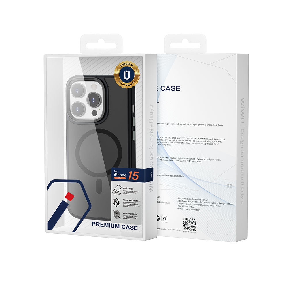 Apple iPhone 15 Pro Max Kılıf Wiwu FGG-011 Magsafe Şarj Özellikli Kamera Korumalı Kapak Mor