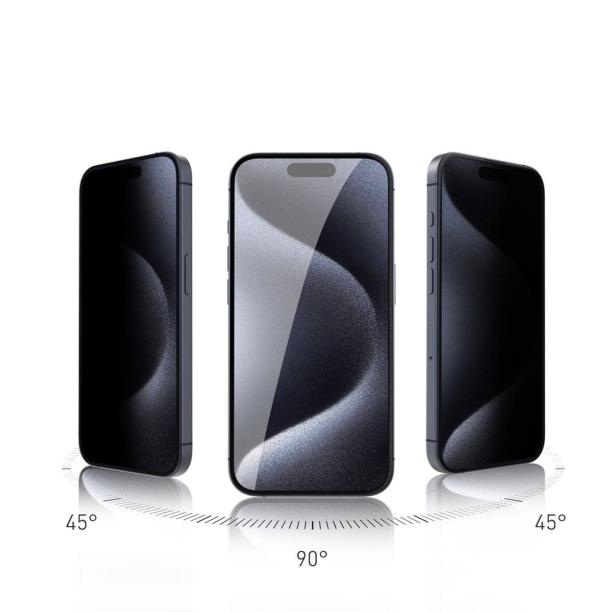 Apple iPhone 15 Pro Max Zore Rika Premium Privacy Temperli Cam Ekran Koruyucu Siyah