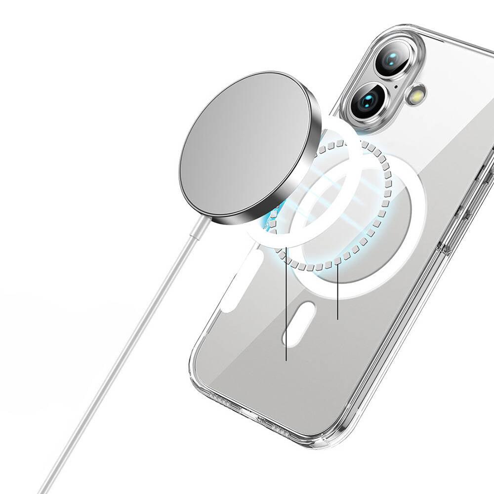Apple iPhone 16 Kılıf Magsafe Şarj Özellikli Transparan Sert PC Wlons Pita Kapak Şeffaf