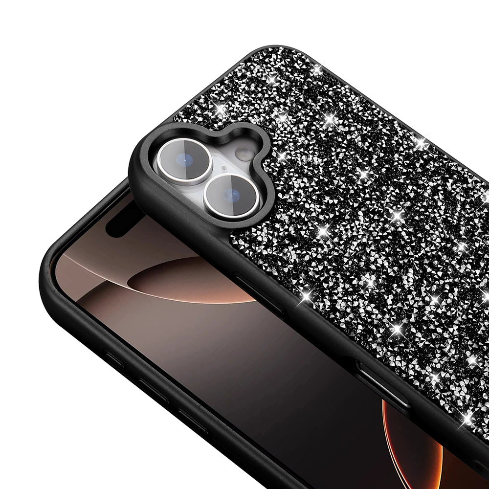 Apple iPhone 16 Kılıf Parlak Taşlı Tasarım Zore Pırlanta Kapak Gold