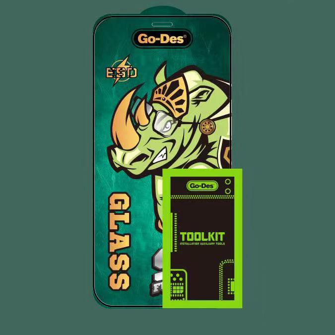 Apple iPhone 16 Plus Go Des 9D Full Cover Temperli Cam Ekran Koruyucu Siyah