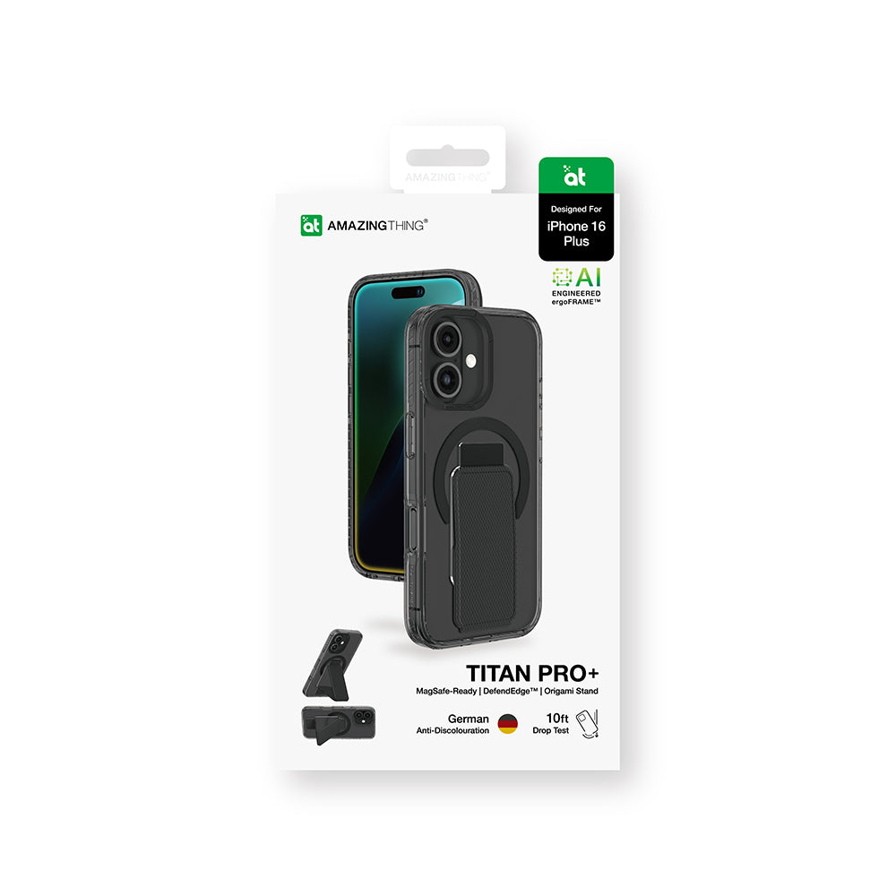 Apple iPhone 16 Plus Kılıf Magsafe Şarj Özellikli Standlı Amazingthing Titan Pro Plus Kapak Siyah