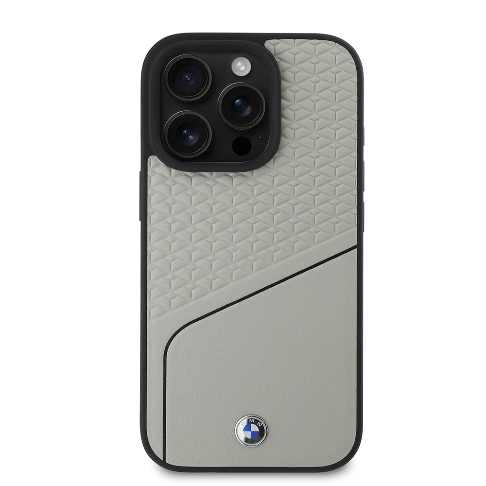 Apple iPhone 16 Pro Kılıf BMW Orjinal Lisanslı Magsafe Şarj Özellikli Metal Logolu Dokulu ve Çizgili Deri Kapak Siyah