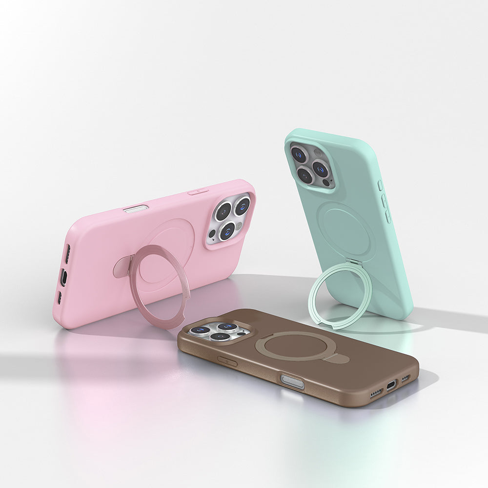 Apple iPhone 16 Pro Kılıf M-safe Şarj Özellikli Standlı Zore Samara Kapak Siyah